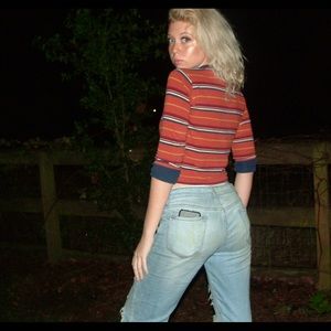 An orange striped asthetic shirt